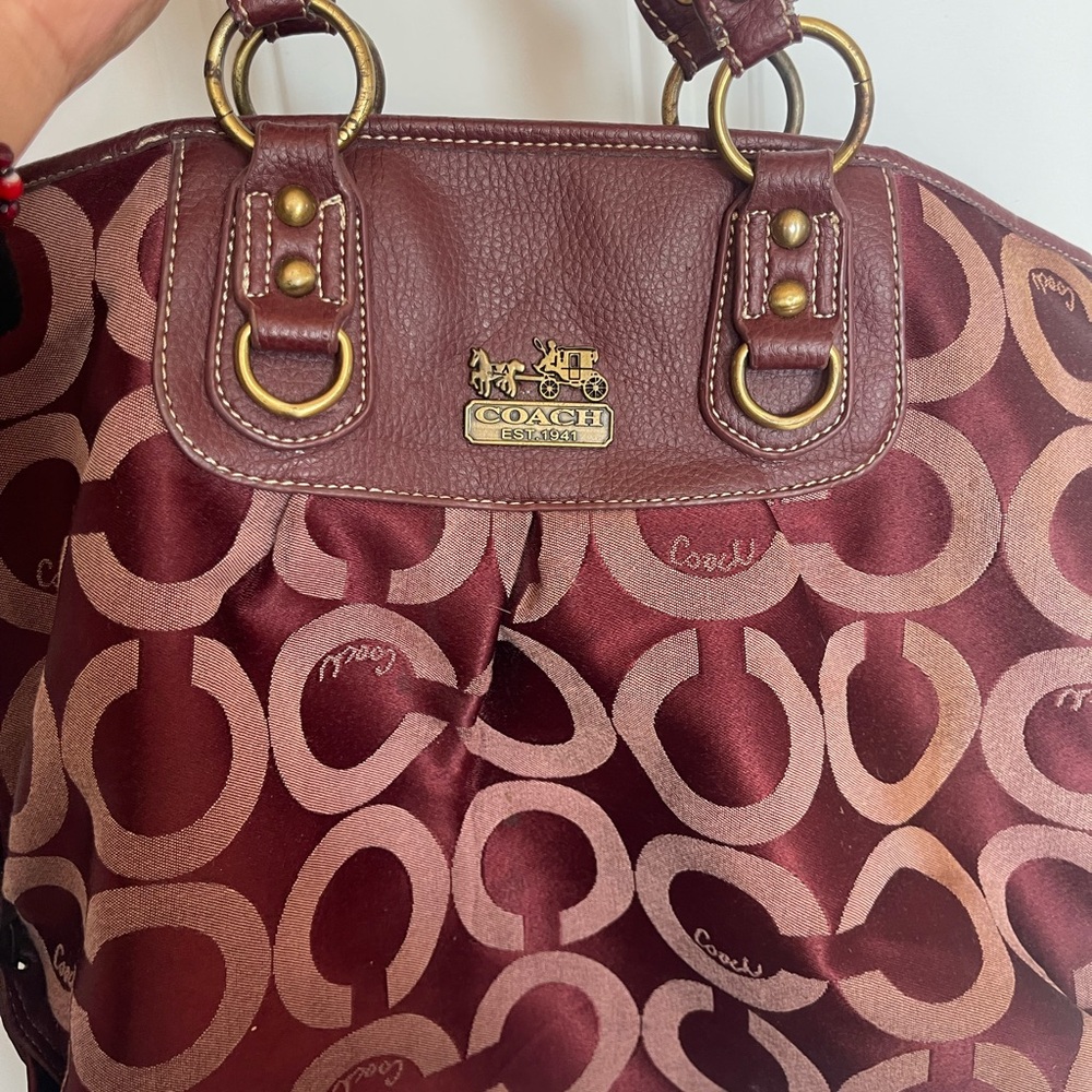 Coach Maroon Signature Satchel